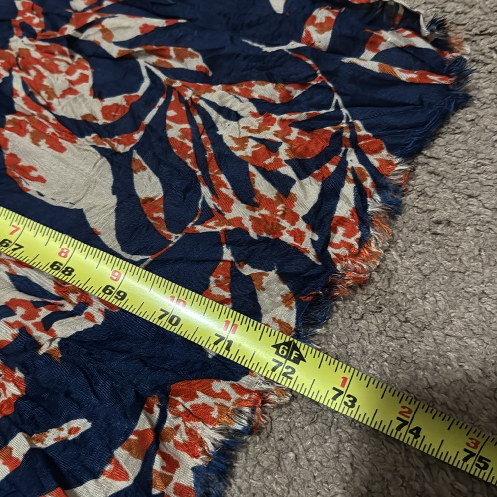 NWT-Banana Republic Scarf-Manray Hotel-Red/Navy-Polyester-Crinkle-Raw Edge - Picture 12 of 13